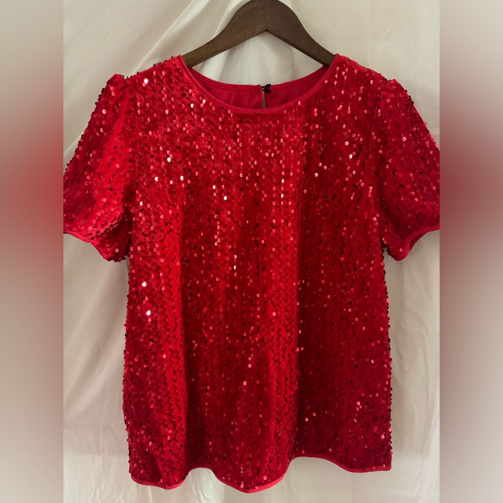 SHEIN red sequin blouse. Size XL.